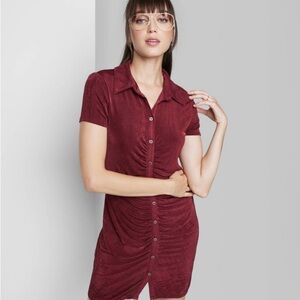 NWT Women’s Wild Fable Slinky Button Down Collar Dress Size Small